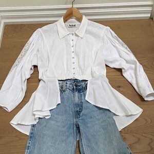 Vintage 💯 Cotton Textured Lace Shirt